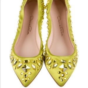 Oscar de la Renta Women’s Green Embellished Flats Size 8.5